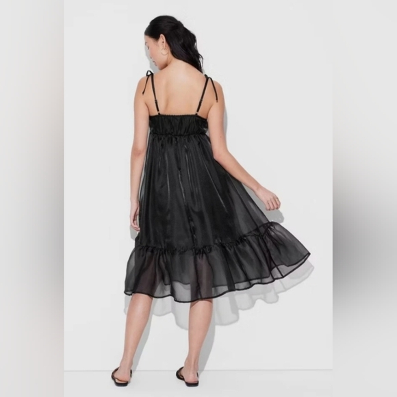Wild Fable Women's Organza Midi Babydoll Dress, Black - Picture 2 of 16